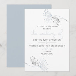 Minimal Chic Dusty Blue och Trädkolsblommor Inbjudningar