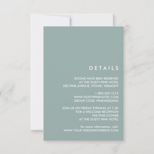 Minimal Chic Dusty Blue | Uppgifter om Bröllop gäs Inbjudningar (Framsida)
