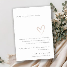 Minimal Chic Enkel Rosa Heart Bröllop Tack Kort