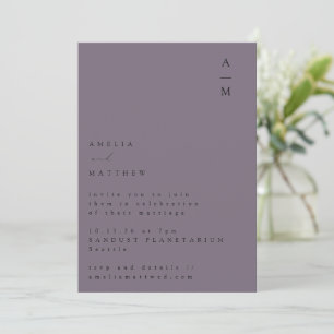 Minimal Chic för monogram Trendig Dusty Lila Bröll Inbjudningar