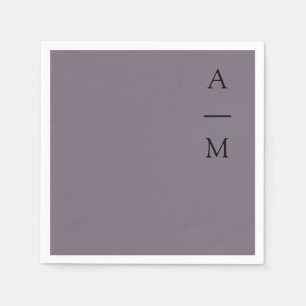 Minimal Chic för monogram Trendig Dusty Lila Bröll Pappersservett