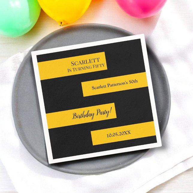 Minimal Chic för svart och Guld Elegant 50:e födel Pappersservett (Skapare uppladdad)