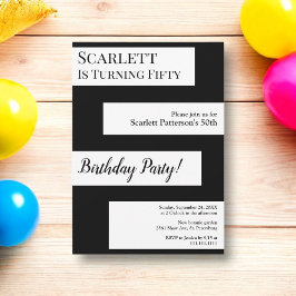 Minimal Chic för svart och vit Elegant 50:e födels Inbjudningar