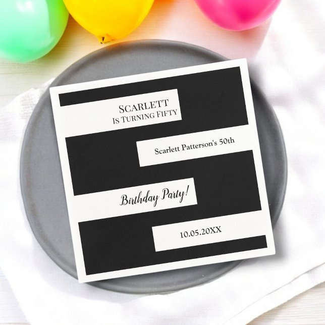 Minimal Chic för svart och vit Elegant 50:e födels Pappersservett (Skapare uppladdad)