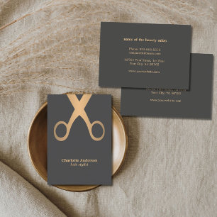 Minimal Chic Grått Faux Guld Scissor Hair Stylist Visitkort