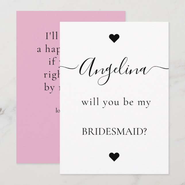 Minimal Chic kommer du att vara min Bridesmaid Fri Inbjudningar (Fram/baksida)