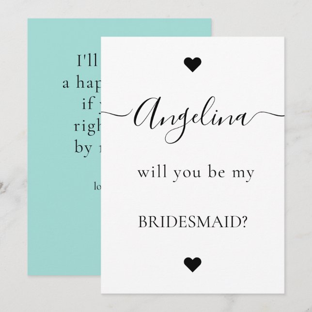 Minimal Chic kommer du att vara min Bridesmaid Fri Inbjudningar (Fram/baksida)