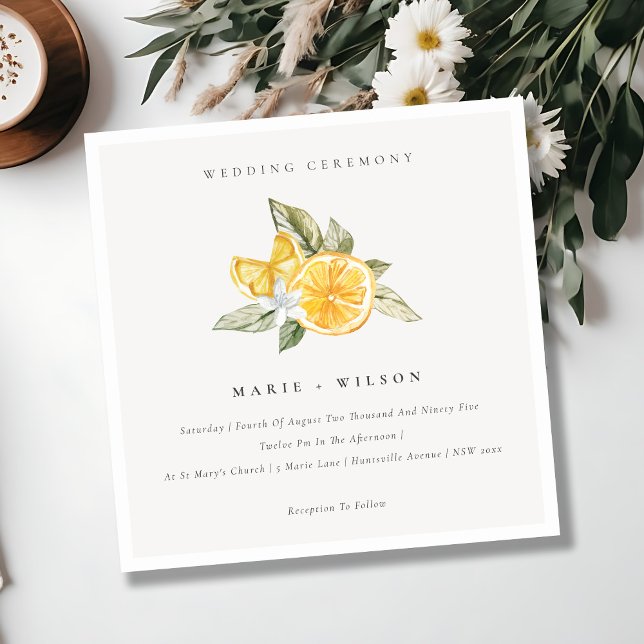 Minimal Chic Lemon Boho Botanical Wedding bjudande Tack Kort (Skapare uppladdad)