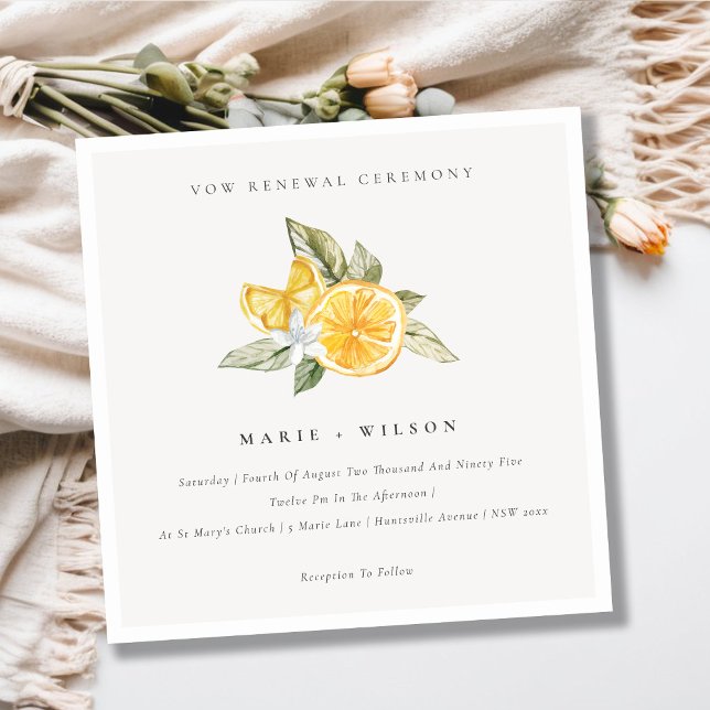 Minimal Chic Lemon Boho Fauna Vow Renewal Inbjudan (Skapare uppladdad)