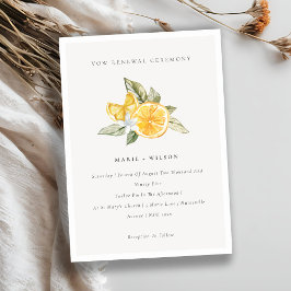 Minimal Chic Lemon Boho Fauna Vow Renewal Inbjudan