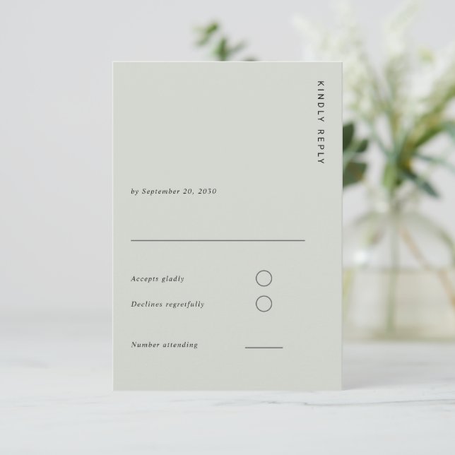 Minimal & Chic Light Sage Modern Simple Wedding OSA Kort (Stående Fram)