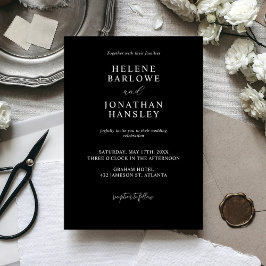 Minimal Chic Modern Elegant Black Bröllop Inbjudningar