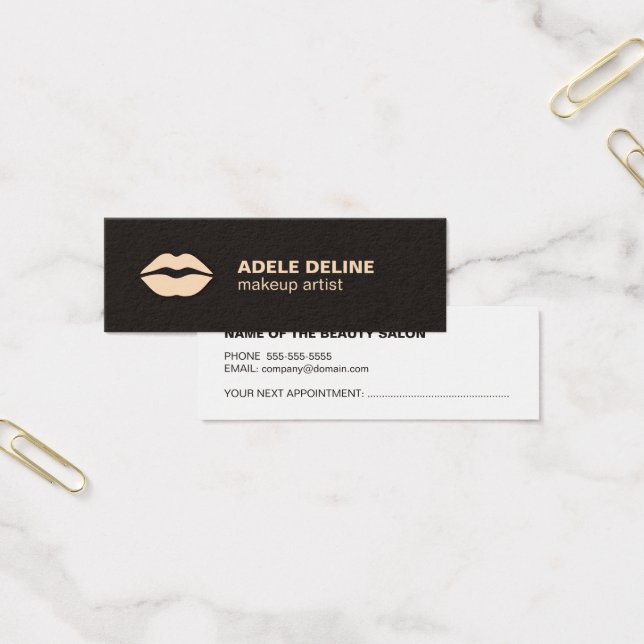 Minimal Chic Mörk Grått Läppar Makeup Möte Litet Visitkort (Kontor)