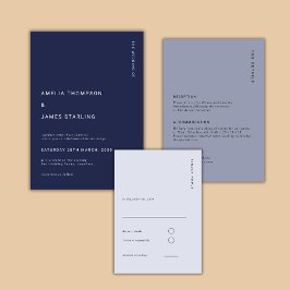 Minimal & Chic Navy Blue Modern Simple Wedding Inbjudningar