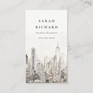 Minimal Chic New York City Skyline Watercolor Visitkort