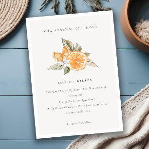 Minimal Chic Orange Boho Fauna Vow Renewal Inbjuda Tack Kort