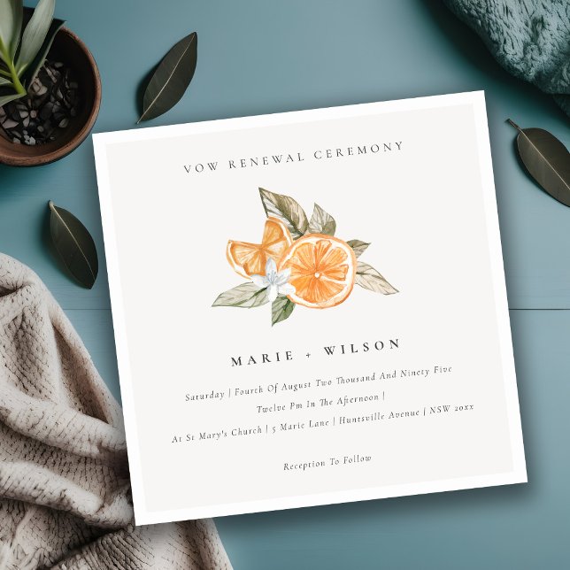 Minimal Chic Orange Boho Fauna Vow Renewal Inbjuda Tack Kort (Skapare uppladdad)
