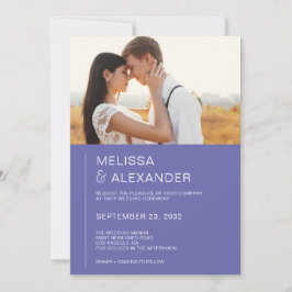 Minimal chic periwinkle-fotobröllopsinbjudan inbjudningar