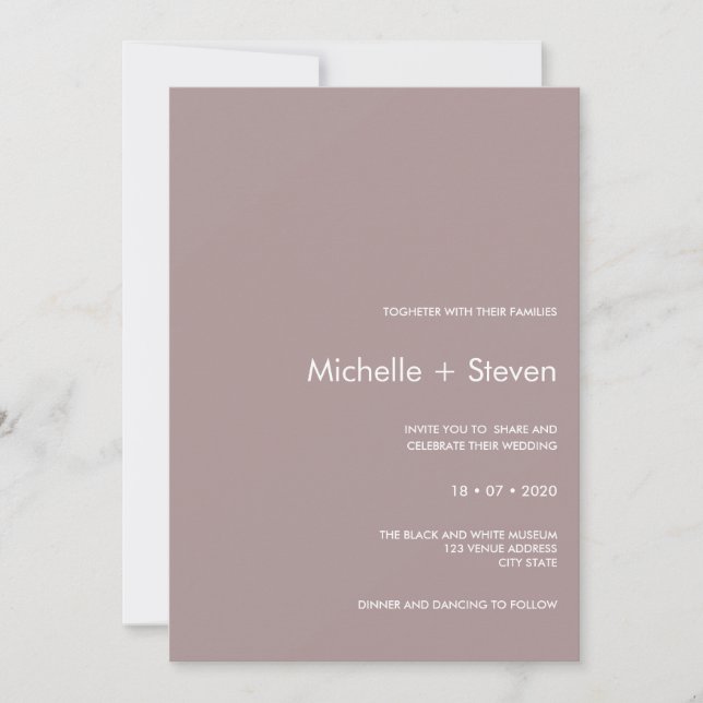 Minimal Chic Plum | Typografi Bröllop Inbjudningar (Framsida)
