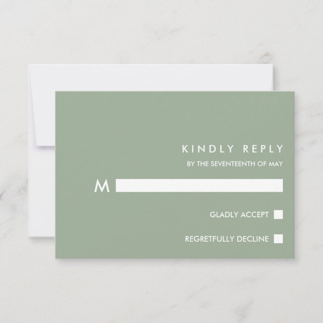 Minimal Chic Sage | Typografi-Bröllop OSA Kort (Framsida)