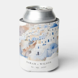 Minimal Chic Santorini Greece Watercolor Bröllop