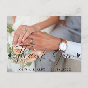 Minimal Chic Stilfullt tack med kalligrafi Vykort