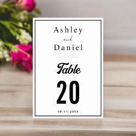 Minimal Chic, svart och vit Elegant bröllop Bordsnummer