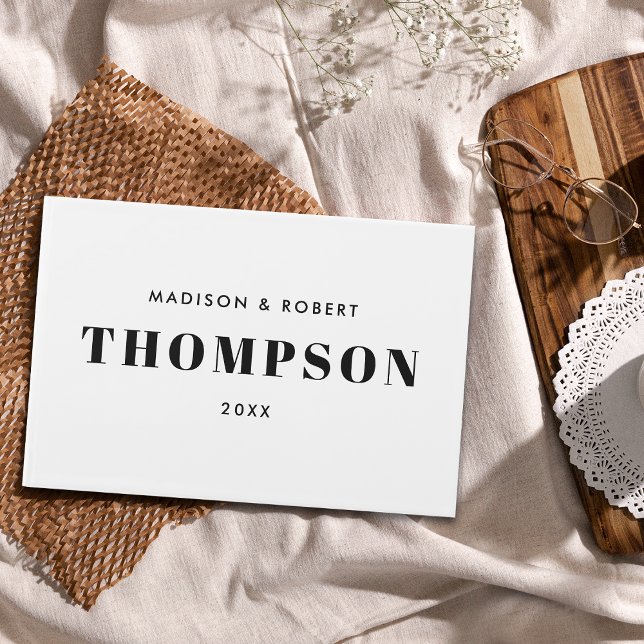 Minimal Chic, svart och vitt, monogram fet Bröllop Gästböcker (Skapare uppladdad)