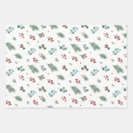 Minimal Christmas Pattern, Pine & Berries 