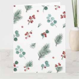 Minimal Christmas Pattern, Pine & Berries  Kort