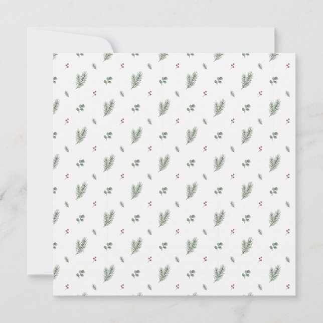 Minimal Christmas Pattern, Pine, Berries Kort (Framsida)