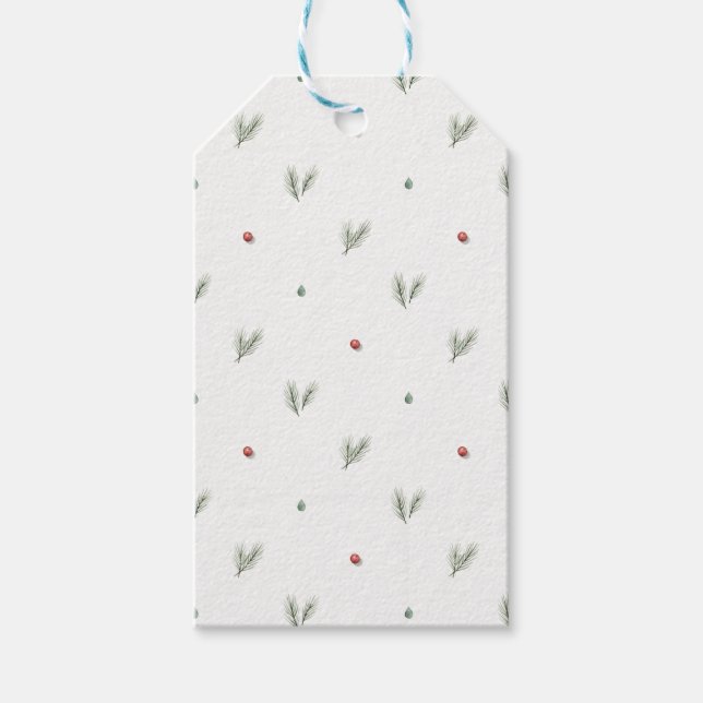 Minimal Christmas Pattern, Scandinavian Pine Presentetikett (Framsidan)