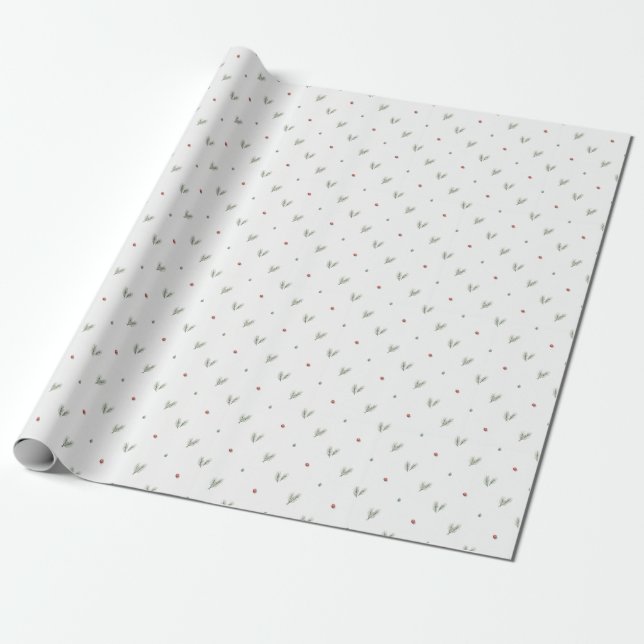 Minimal Christmas Pattern, Scandinavian Pine Presentpapper (Utrullad)