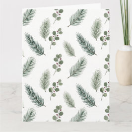 Minimal Christmas Pine Pattern, Scandi Style Kort