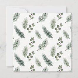 Minimal Christmas Pine Pattern, Scandi Style Kort