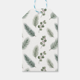 Minimal Christmas Pine Pattern, Scandi Style Presentetikett