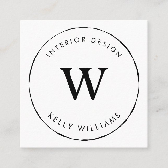 Minimal cirkel - Business Monogram Branding Design Fyrkantigt Visitkort (Framsida)