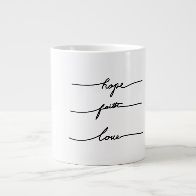 Minimal citattypgrafi hand plockade bläck jumbo mugg (Framsidan)