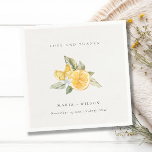 Minimal Citron Botanical Boho Kärlek Tack Bröllop Pappersservett