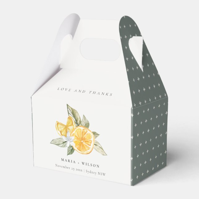 Minimal Citron Botanical Boho Kärlek Tack Bröllop Presentaskar (Framsidan Sidan)