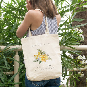 Minimal Citron Botanical Boho Kärlek Tack Bröllop Tygkasse