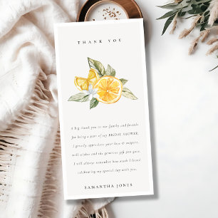 Minimal Citrus Citron Botanisk Boho Bröllopsdusch Tack Kort