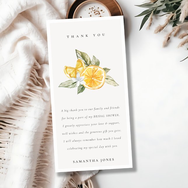 Minimal Citrus Citron Botanisk Boho Bröllopsdusch Tack Kort (Skapare uppladdad)