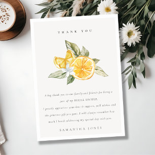 Minimal Citrus Citron Botanisk Boho Bröllopsdusch Tack Kort