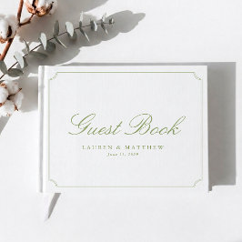 Minimal Citrus Grön Elegant Bröllopsgästbok Gästböcker