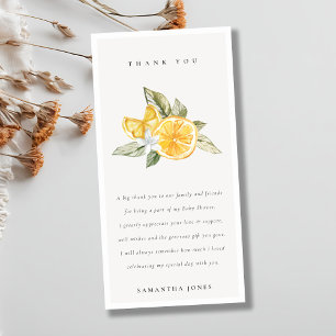 Minimal citrus Lemon Botanical Boho Baby Shower Tack Kort