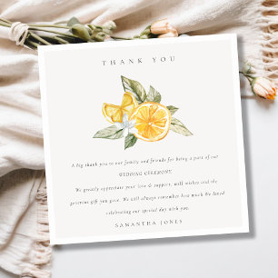 Minimal Citrus Lemon Botanical Boho Fauna Bröllop Tack Kort