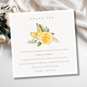 Minimal Citrus Lemon Botanical Boho Fauna Bröllop Tack Kort