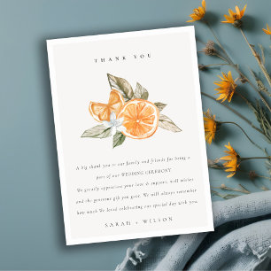 Minimal Citrus-Orange Botanical Boho Fauna Bröllop Tack Kort