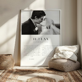 Minimal Classic Black & White Wedding Vows Photo Poster